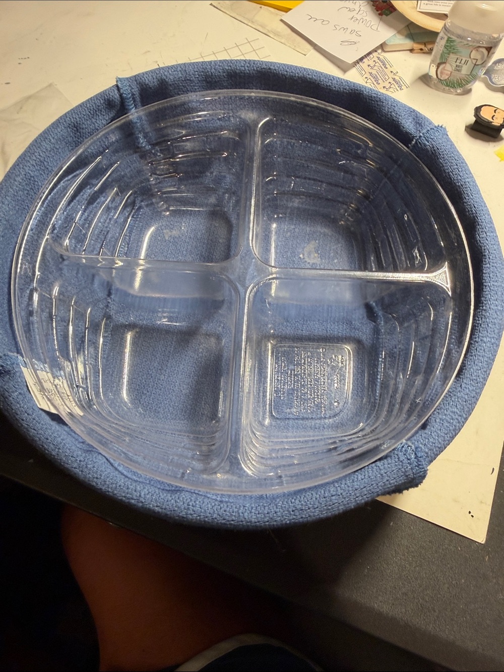 Longaberger Clear 4-Section Plastic Organizer Blue Accent